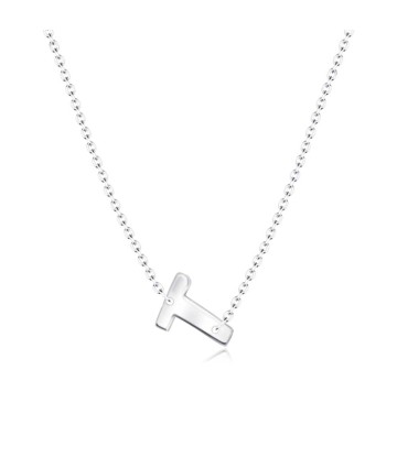 Silver Initial Letter Necklace T SPE-5560